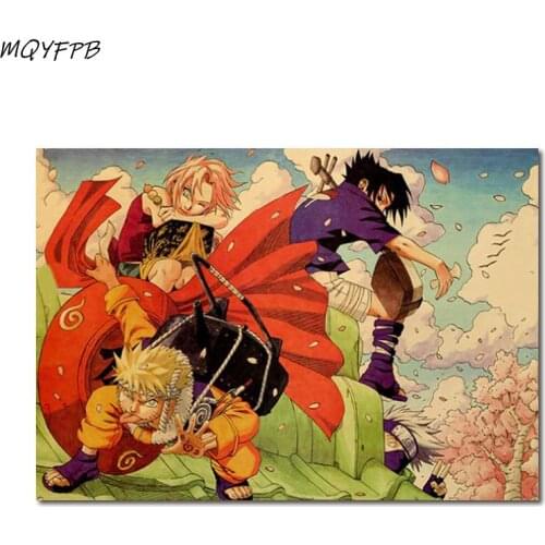 Japanese Anime Kraft Paper Poster Home Room Bedroom Wall Decorative Painting Core 50.5x35cm