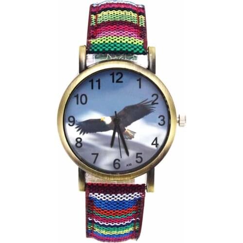 Bald Eagle Animal American Eagles Pattern Dial Watches Fashion Casual Men Women Stripes Denim Band Sport Quartz Wrist Watch