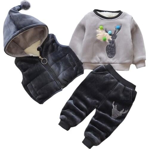 3Pcs/1 Lot 2020 Winter Baby Girls Boys Clothes Sets Children Cotton-padded Cotton Coat Vest Pants Kids Infant Warm Outdoot Suits