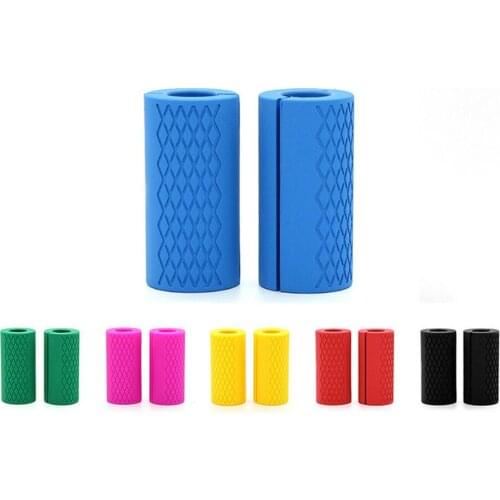 1 Pair Thick Dumbbell Fat Barbell Grips Bar Handle Pull Up Weightlifting Support Silicon Anti-Slip Protect Pad For Body Building