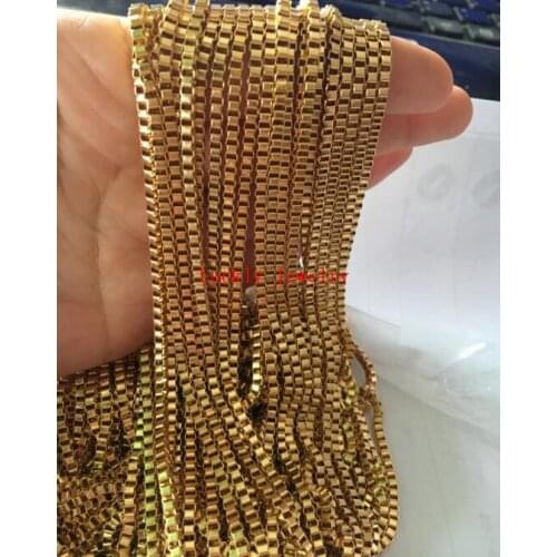 3 meter Lot in bulk Gold Plated Stainless steel 2.4MM Box- Link Chain Jewelry finding Marking DIY