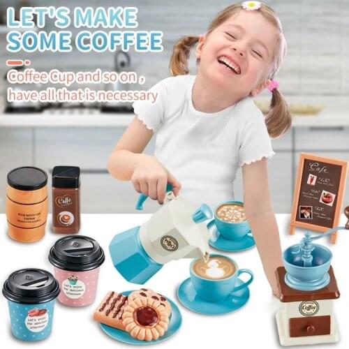 38PCS Children Kitchen Games Toys for Little Girls Boys Miniature Food Tea Coffee Role Play Set Educational Toys 2 3 4 Years Old