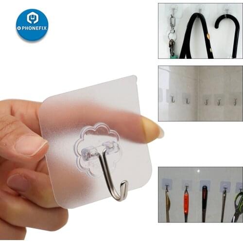 5 / 10pcs Strong Transparent Adhesive Door Wall Hangers Suction Cup Sucker Wall Hooks Hanger for Kitchen Bathroom Accessories