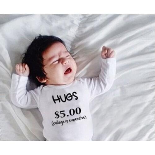 BabysBodysuit Hugs 5 Dollars Infant Long Sleeve Clothes Letter Newborn Jumpsuit Funny Baby Boys Girls Bodysuits