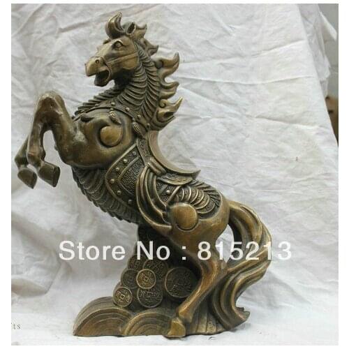 Free Shipping wang 000915 Chinese China Folk Cultural Pure Bronze Horse FengShui Lucky Auspicious Statue