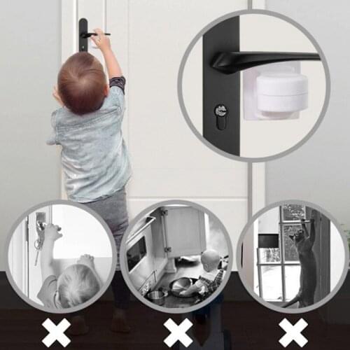 Safety Child Proof Doors Lock Adhesive Lever Baby Toddler Safety Lock Cabinet Door Lever Lock Handle Compatible With Standard