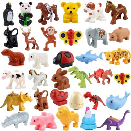 Locking Big Size Animals Dinosaur Pet Tiger Sika Deer Building Blocks Accessories Childs Gift Educational Toys For Bigs Model