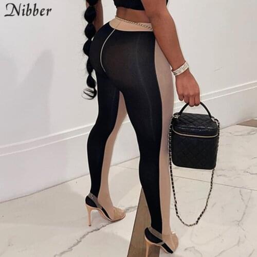 Nibber Mesh Patchwork Womens Pants Leggings Skinny Body-Shaping Medium Waist Street Clothing Female Summer Sexy Hipster Trouser