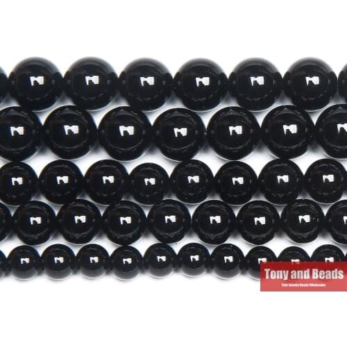 AA Grade Black Agates Round Gem Loose Strand Beads 15" Strand 3 4 6 8 10 12MM Pick Size For Jewelry