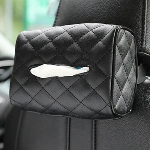 PU Leather Car Sun Visor Seat Back Hanging Type Tissue Box Creative Car Supplies Tissue Paper Holder 3 Colors