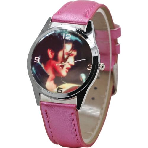 Childrens Watch Classic Cartoon Elvis Quartz Movement Boy Sports Clock Girl Pink Leather Casual Bracelet Relogio