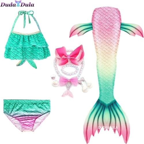 Children Mermaid Tails for Swimming Little Mermaid Girls Swimsuit Bikini Set Bathing Suit Kids Halloween Party Cosplay Costumes