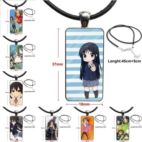 For Women Girls Design Fashion Vintage Glass Women Rectangle Necklace Pendants Mio Akiyama K-on Anime