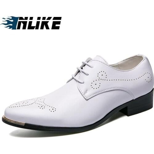 INLIKE New Men Party Dress Shoes Breathable Fashion Wedding Casual Shoes Patent Leather Male Casual Flats Solid Lace Up