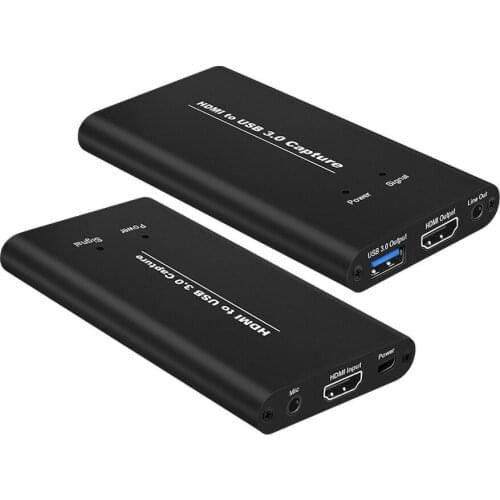 Video Capture Card Live Streaming USB3.0 HDMI 4K 60Hz HDMI To USB Video Record Box Dongle Game Stream Broadcast MIC Input Option