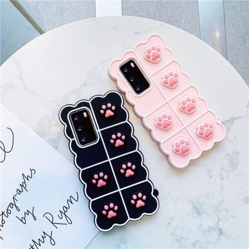 Cute Cartoon Cat Paw Soft Silicone Case For Huawei Nova 3i 3 7i P30 Mate 40 Honor 20 Pro 30 V30 8X 10i Y9 Prime 2019 P40 Lite