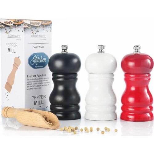 Mini Salt and Pepper Grinder Manual Salt Mills PU Stoving Varnish Craft Pepper Grinder, Adjustable Ceramic Salt Mill