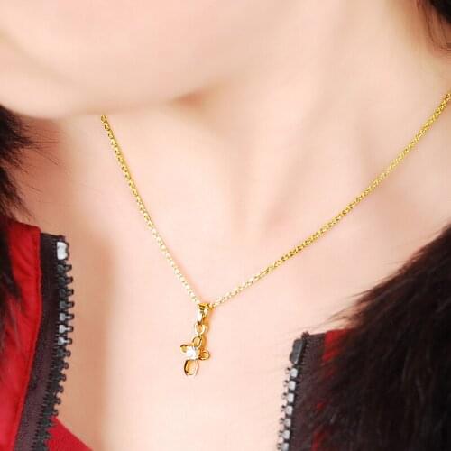 Fashion Womens Ladies 24K Yellow Gold Plating Necklaces Cross Charm Pendant Necklaces High Quality Jewelry Gift Factory Price