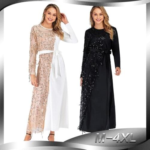 Stitching Sequined Muslim Clothing Ramadan Arab Islamic Dress abaya turkey abaya kimono muslim dress women