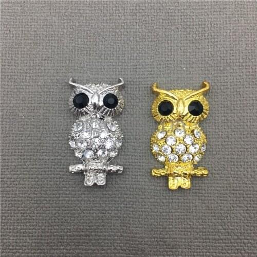 MY0647 Owl Necklace Pendant Paved Rhinestone Brass Connector Charm Silver Electroplated Or Pure Gold Color
