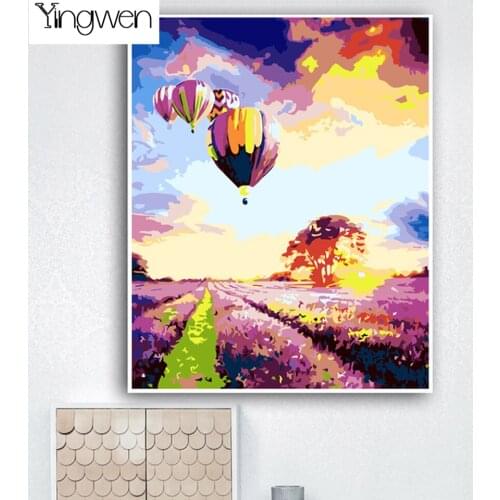 Hot Air Balloon Sky Flowers Sea Full Drill 5D Diamond Painting Cross Stitch Kit Embroidery Diy Picture Handmade Art Home Decor