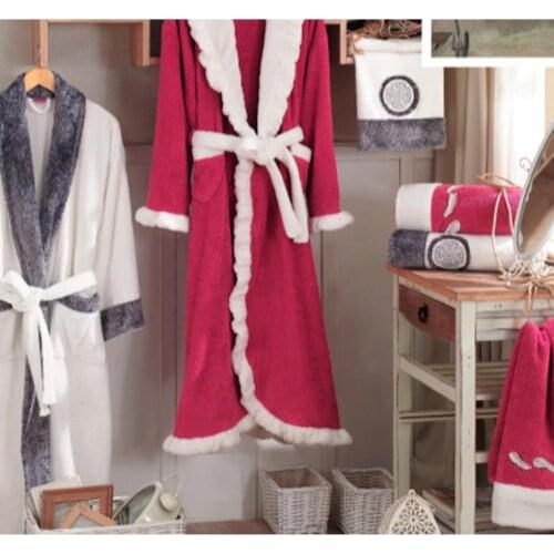 New Season, New trend Ottoman Bamboo Bathrobe Set Cherry Cream