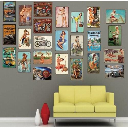 Garage Girl Tin Metal Sign Vintage Plate Wall Pub Home Art Decor Car Iron Poster Cuadros DU2618A