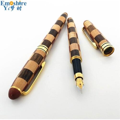 Custom Logo Small Square Hand-painted Wood Fountain Pen Maple Fountain Pen For School Office Supplies High-grade Stationery P118
