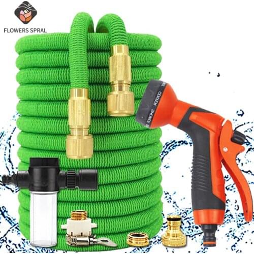 Gardening Hose 1/2 Flexible Expandable High Pressure Watering Hose Cleaning Irrigation Nozzle Stretchy Garden Hose Watering Gun