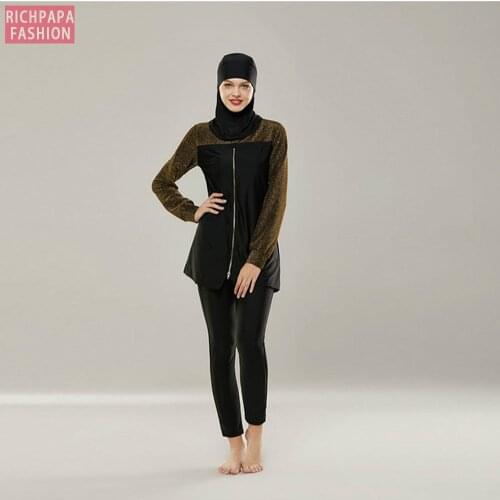 Modest Muslim Swimwear Burkinis Islamic Swimsuit Hijab Swimwear Full Coverage Women Swimming Beachwear Swim Suit