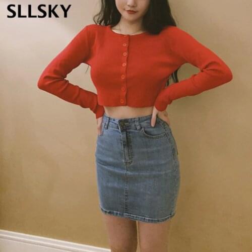 Sllsky Knitted Cardigan Button Up Korean Cute Sweaters Cropped Cardigan Women Kawaii Crop Sweater Knitting Top Streetwear