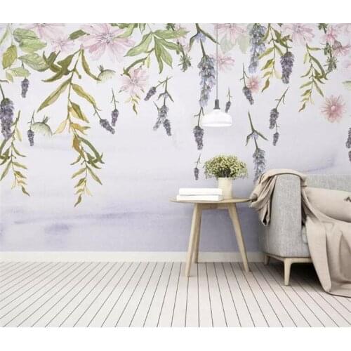 Modern personality wallpaper Nordic minimalist small fresh green leaves floral watercolor style background wall paper