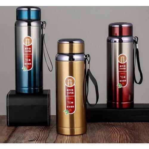 Large Capacity Stainless Steel Thermos Cup Portable Sport Water Bottle Outdoor Climbing Vacuum Flask with Rope And Diamond