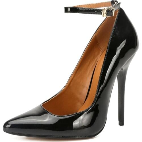13CM Thin High Heels Pumps Women Shoes Patent Leather Buckle Strap Pointed Toe Classics fashion Dress Party Wedding shoes woman