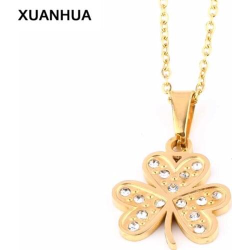 XUANHUA Wholesale Stainless Steel Jewelry Accessories Chain Necklace Stone Necklace Women Statement Necklace Indian Jewelry