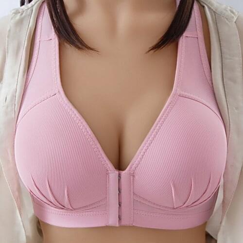 Sexy Plus Size Push Up Bra Front Closure Solid Color Brassiere Wire Free Bralette Seamless Bras For Women Hot Sale