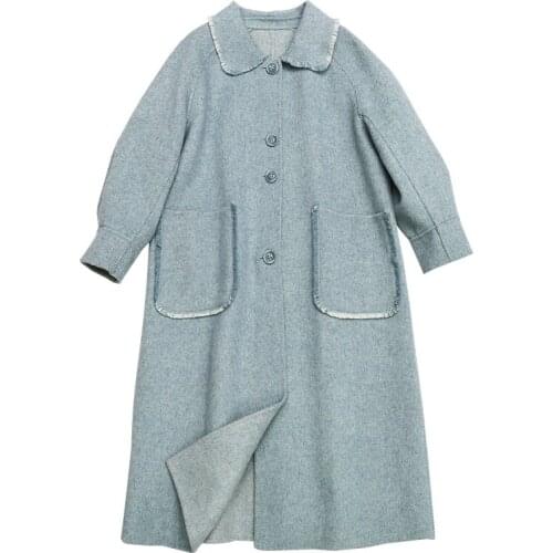 Winter Woolen Coat Women Autumn High Quality Pink Jacket Famale New Long Korean Wool Overcoats Woman Abrigos Para Mujer SQQ247