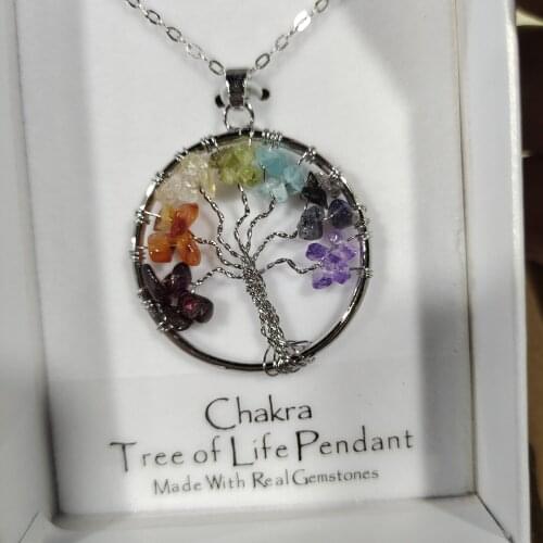 1pcs Hot Tree of Life Crystal Round Small Pendant Necklace Color Elegant Women Jewelry Gifts Suspension gift box