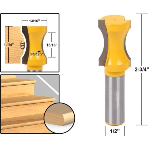 1pcs 23/32" Radius Convex Column/Face Molding Router Bit - 1/2" Shank
