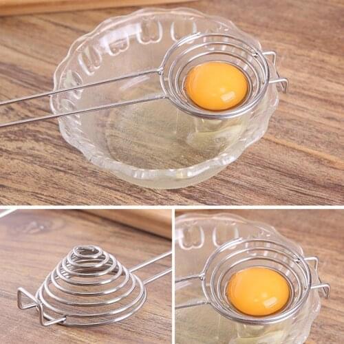 1pc Egg White Separator With Hook Stainless Steel Long Kitchen Gadgets Funnel Cake Tools Handle Making Egg Yolk Divider