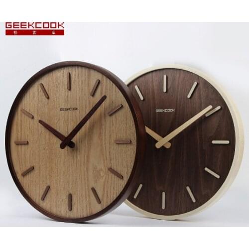 14 Inch Simple Design Bamboo Wall Clock Not Reflective Clocks Watch Study Time Bar Wall Clock No glass Saat Creative Living Room