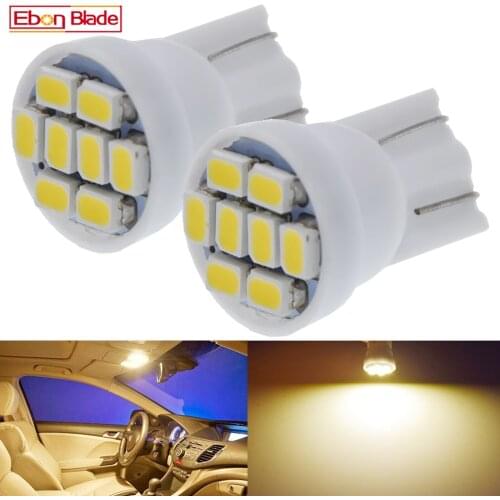 2Pcs Warm White T10 1210 8SMD W5W 194 168 192 Auto Interior Dome Map Light Side Wedge Clearance Bulb Lamp Car Styling 4300K 12V
