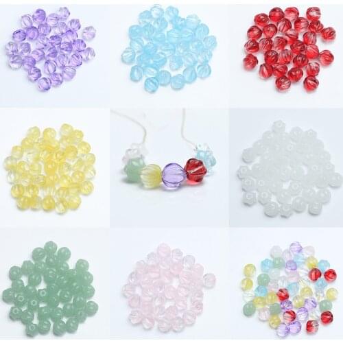 20pc/lot Transparent Purple Blue Glass Beads Loose Pumpkin Shape Beads for Jewelry Making DIY Earrings Accessories Glaze Beads