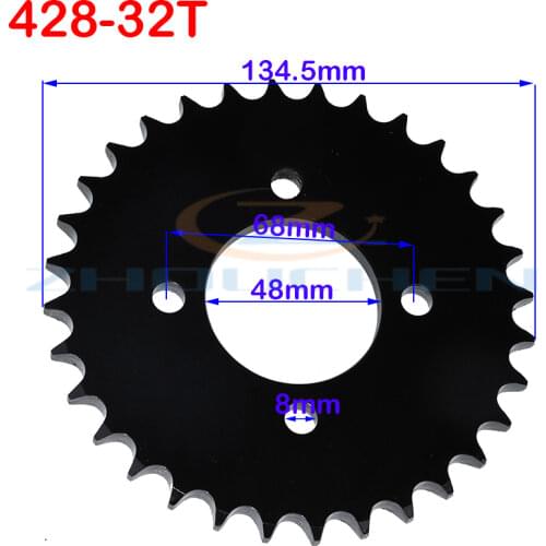 428 32T 48MM motorcycle chain sprocket rear rear sprocket gear suitable for 420 chain 110cc 125cc 140cc Dirt Pit Bike Go-kart