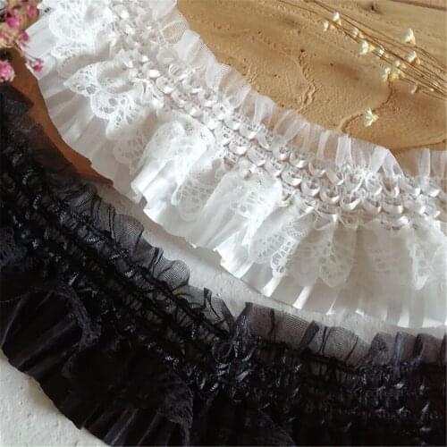 45CM Elastic Pleated Chiffon Lace Ruffle Trim Ribbon Fabric Sewing DIY Craft