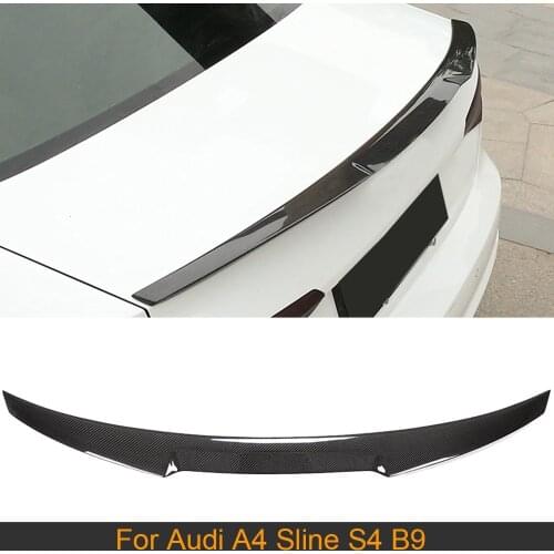 Car Rear Trunk Boot Lip Wing Spoiler Lid for Audi A4 B9 Sline S4 2017 2018 2019 Rear Trunk Spoiler Wing Tail Wing Carbon Fiber