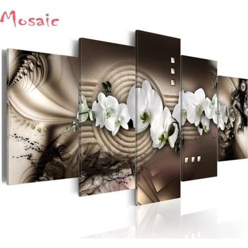 White Orchid Diamond Painting Cross Stitch Landscape Full Square Drill 5D Diamond Embroidery sale Home Decoration Multi-pictures