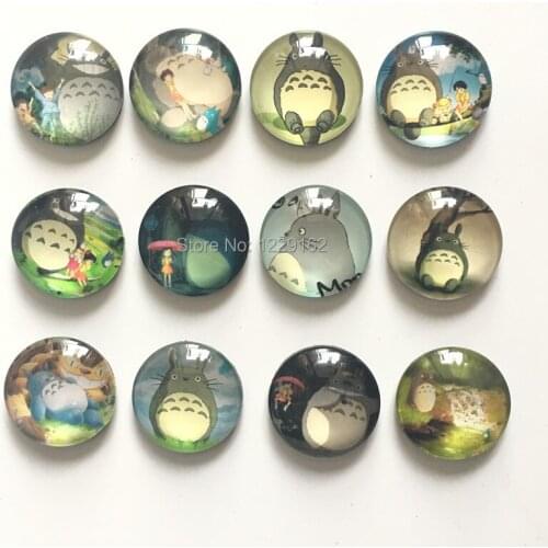 Free shipping (12pcs/lot) Dia.3cm Round Crystal Glass fridge magnet message sticker home Decoration Cartoon Fridge Magnet
