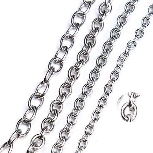 Stainless Steel O Link Chain Rolo Chain Bulk Necklace Findings Components Link Chain For DIY Necklace Jewelry Making