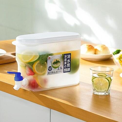 3500ml Refrigerator Kettle With Faucet Lemonade Bottle Cold Water Bottle Container With Cover Heat Resistant Pitcher Drinkware